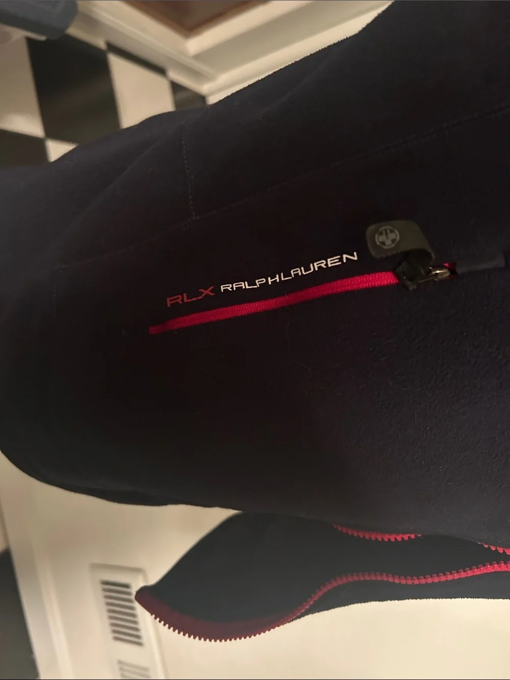 RLX Ralph Lauren Navy Vest with Red Zip Trim